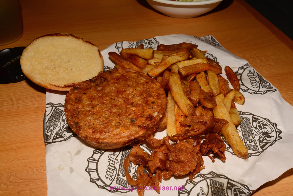 012: Carnival Vist Transatlantic Cruise, Sea Day 6, Guy's Burger Veggie Burger (I added some bacon on the side)