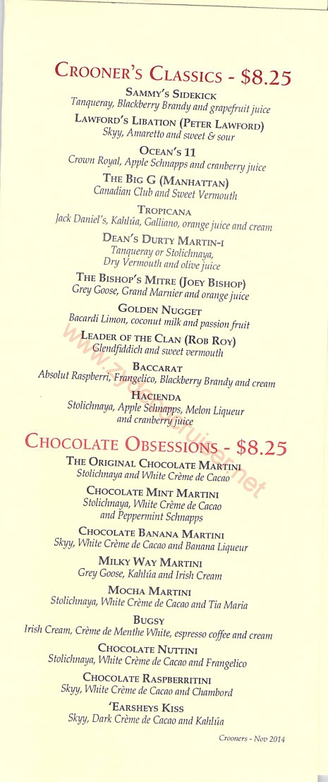 Emerald Princess Crooners Bar Menu 4