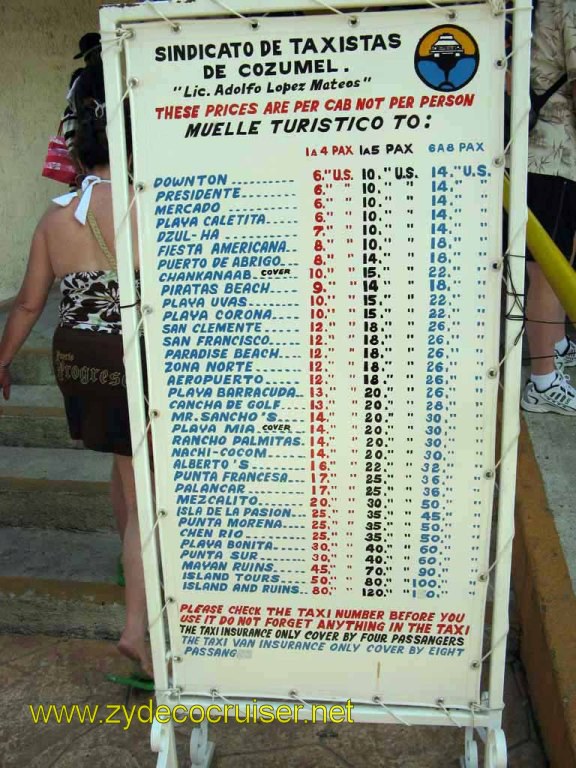 Sept 2007 Taxi Rates from International Pier