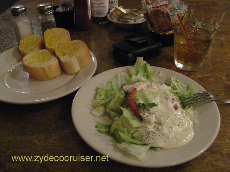 Mandina's New Orleans Good Booze, Great Bread, and Nice Salad with Blue Cheese