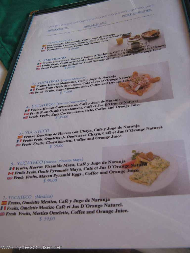 093: Carnival Fantasy, Progreso, MX, Le Saint Bonnet Menu 3