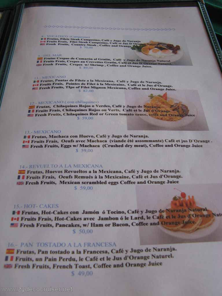 094: Carnival Fantasy, Progreso, MX, Le Saint Bonnet menu 4