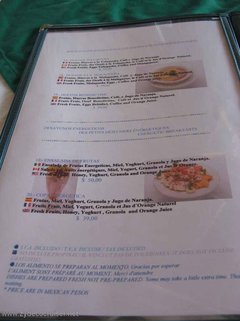 095: Carnival Fantasy, Progreso, MX, Le Saint Bonnet Menu 5