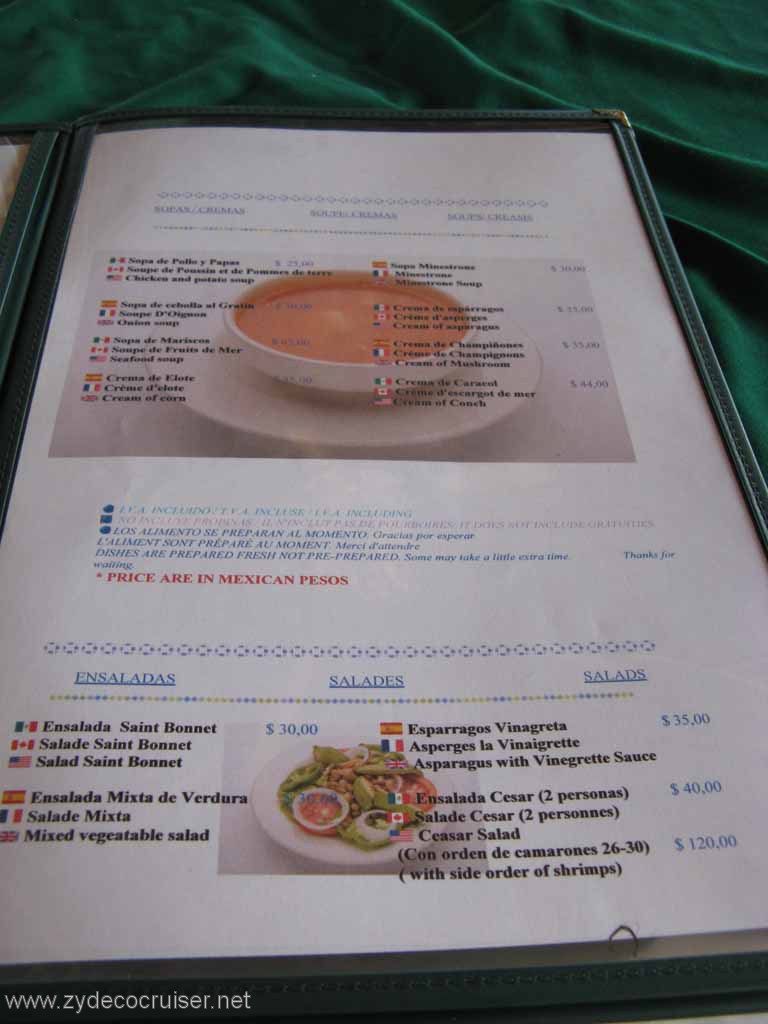 096: Carnival Fantasy, Progreso, MX, Le Saint Bonnet Menu 6