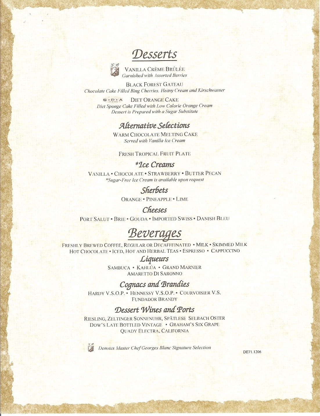 Carnival Freedom Menus