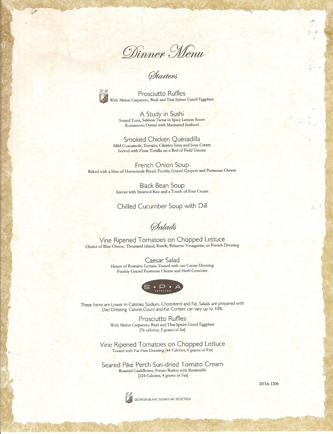 Carnival Freedom Menus