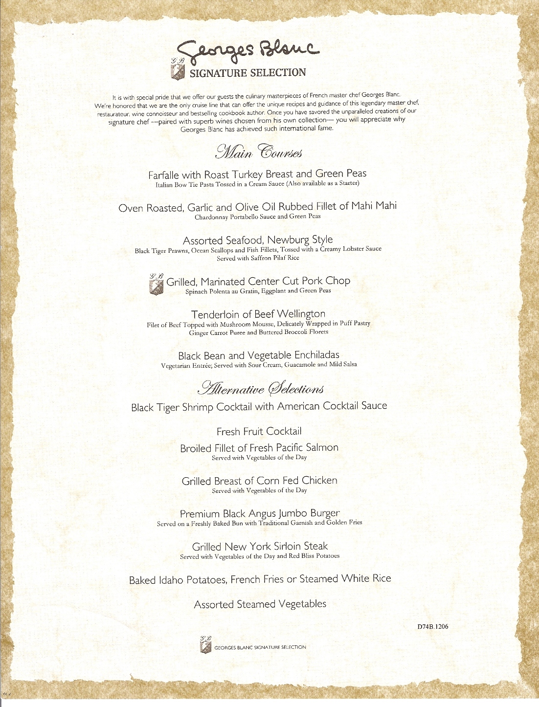 Carnival Freedom Menus