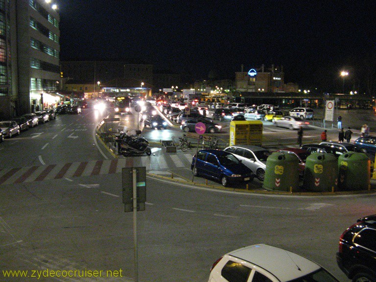 110: Carnival Freedom Inaugural, Venice, Piazzale Roma at night from my "balcony"