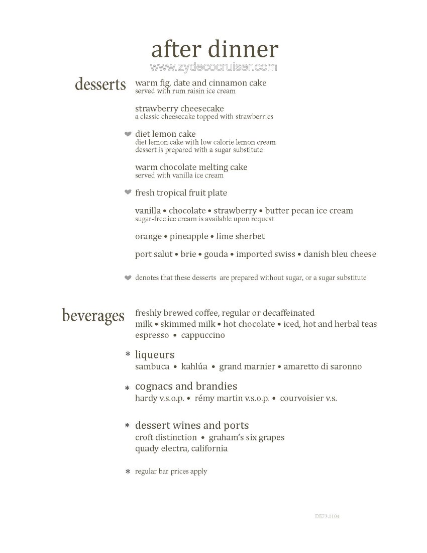 Carnival Conquest MDR Dessert Menu 3