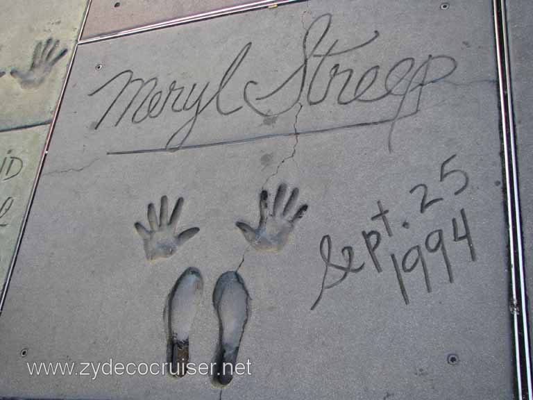 119: Carnival Pride, Long Beach, Sunseeker Hollywood/Los Angeles & the Beaches Tour: Grauman's Chinese Theatre, Meryl Streep prints