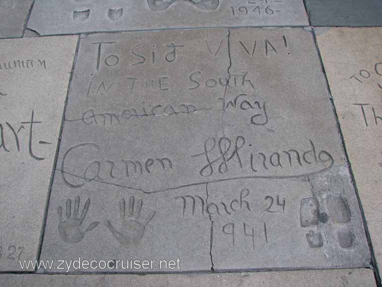 131: Carnival Pride, Long Beach, Sunseeker Hollywood/Los Angeles & the Beaches Tour: Grauman's Chinese Theatre, Carmen Miranda prints