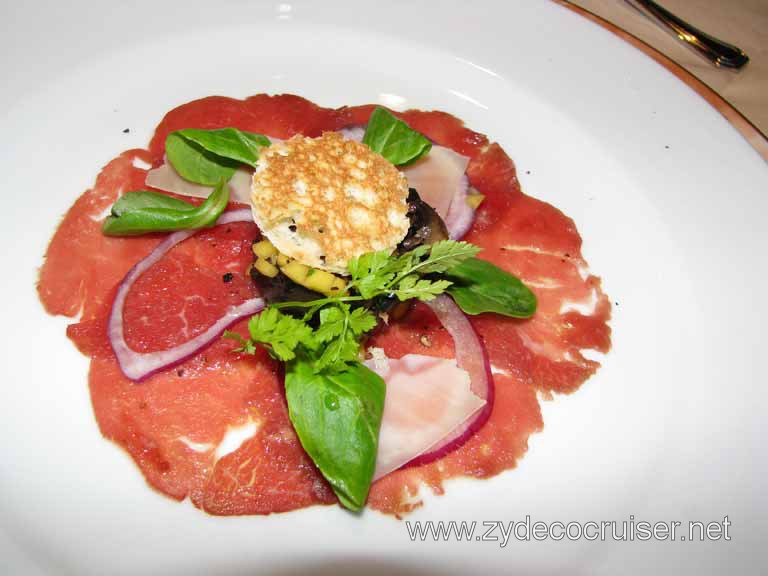 Beef Carpaccio with Wild Mushroom and  Mango Salad, Carnival Splendor