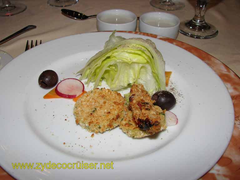 Heart of Iceberg Lettuce, Zucchini and Tomato Fritters, Carnival Splendor