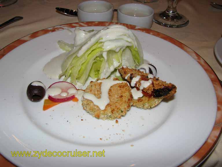 Heart of Iceberg Lettuce, Zucchini and Tomato Fritters, Carnival Splendor