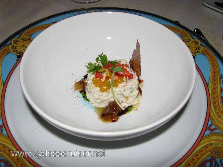 005: Carnival Splendor, Pinnacle Supper Club, Grand Tasting Menu, King Crab & Maine Lobster Parfait, Apple & Grape Compote