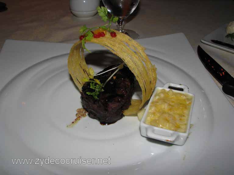 012: Carnival Splendor, Pinnacle Supper Club, Grand Tasting Menu, Filet Mignon, Mac n Cheese, Onion Streusel