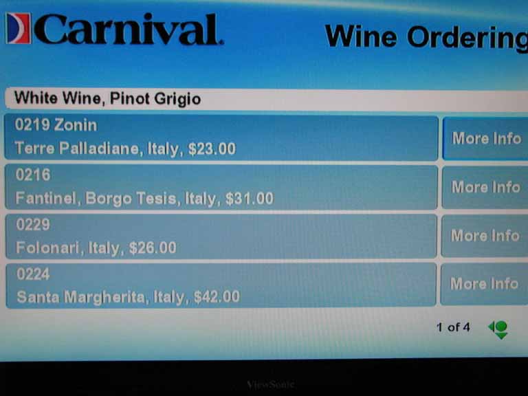 005: Carnival Splendor 2009 TV Wine List, 