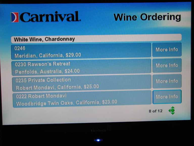 009: Carnival Splendor 2009 TV Wine List, 