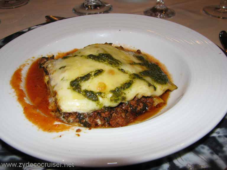 257: Carnival Splendor, Amsterdam, MDR Dinner, Lasagna Bolognese Starter